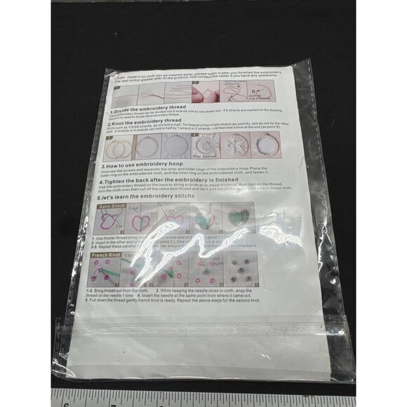 Embroidery DIY Art Kit With Pre-Printed Cloth Threads & Needles Floral Design P - Picture 4 of 5